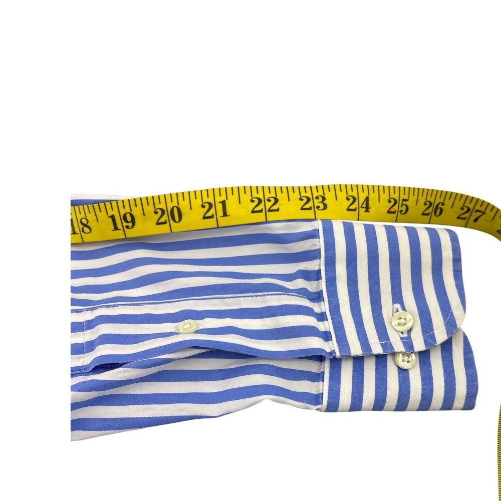 Maus & Hoffman Mens Blue White Striped Egyptian Cotton Button Down Shirt Large - Picture 8 of 10